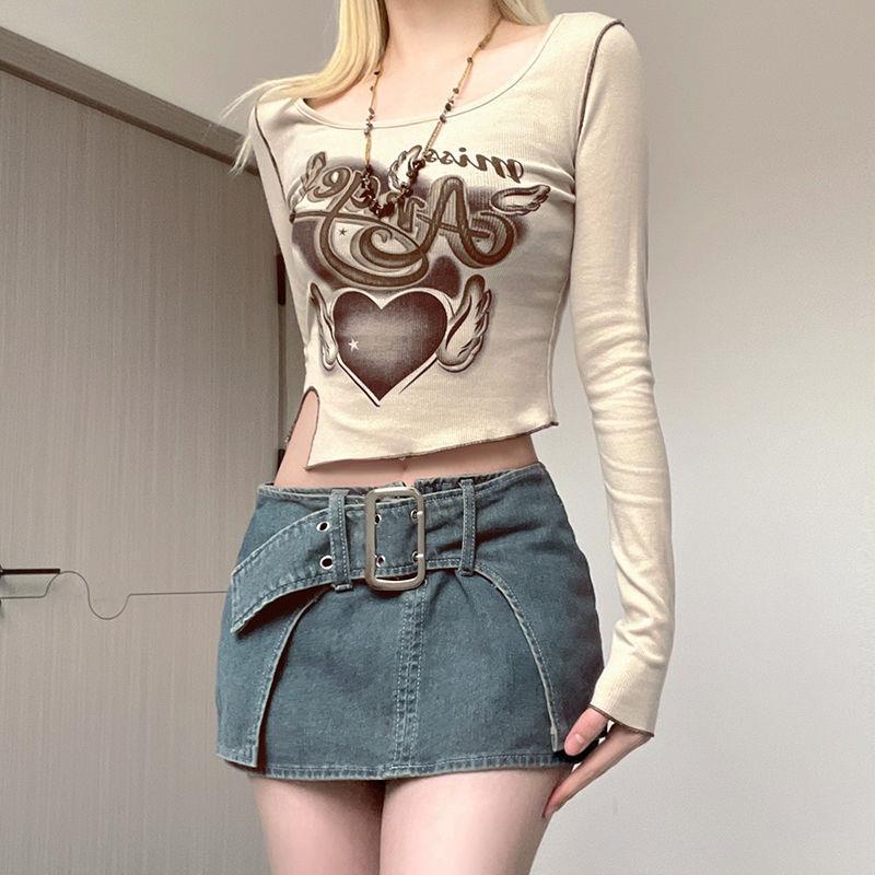 Winged Heart Rib Long Sleeve Crop Top - Image 7