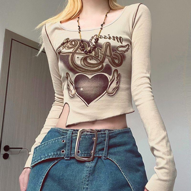 Winged Heart Rib Long Sleeve Crop Top - Image 8
