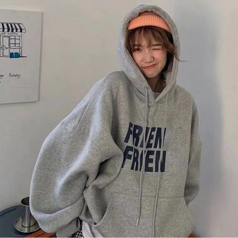 Fleece Lined Letter Graphic Hoodie - Image 5