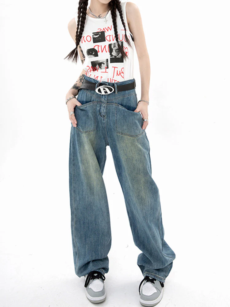 Women's Plus Size Distressed Retro Jeans - Image 3