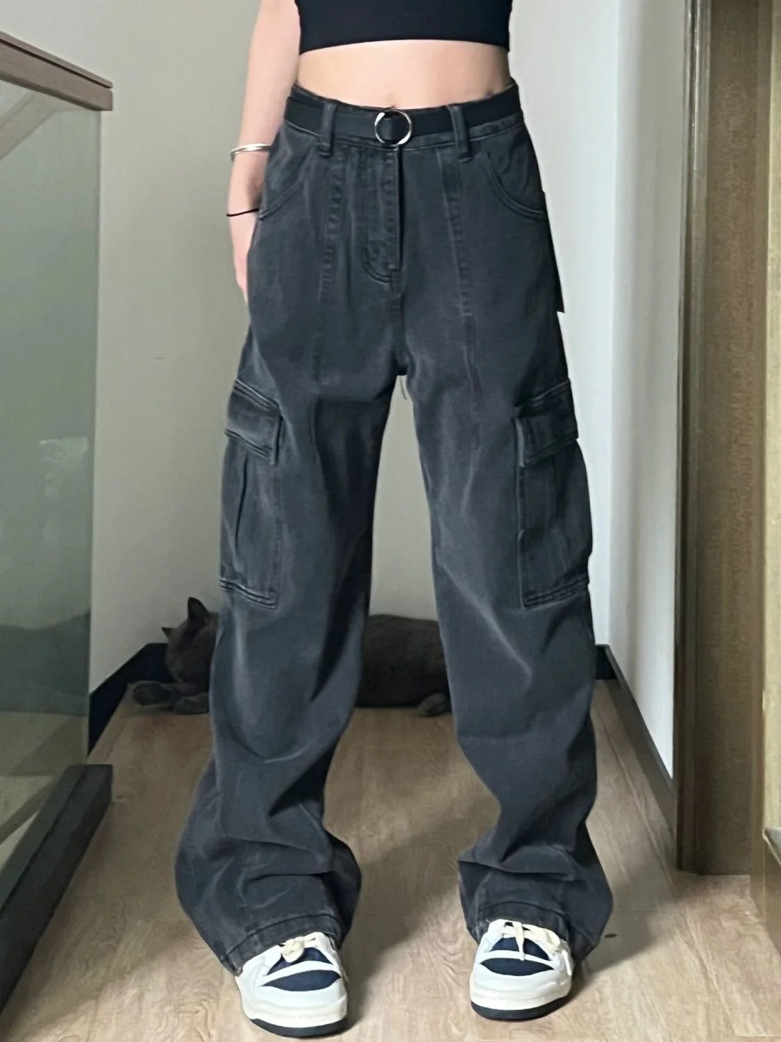 Worn Multi Pocket Casual Jeans