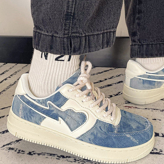 Y2K Aesthetic Denim Heart Sneakers - Image 5