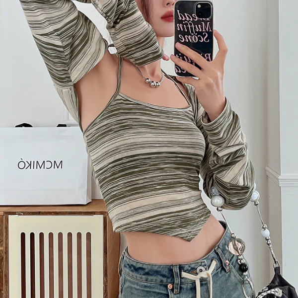 Y2K Striped Tank Top Set