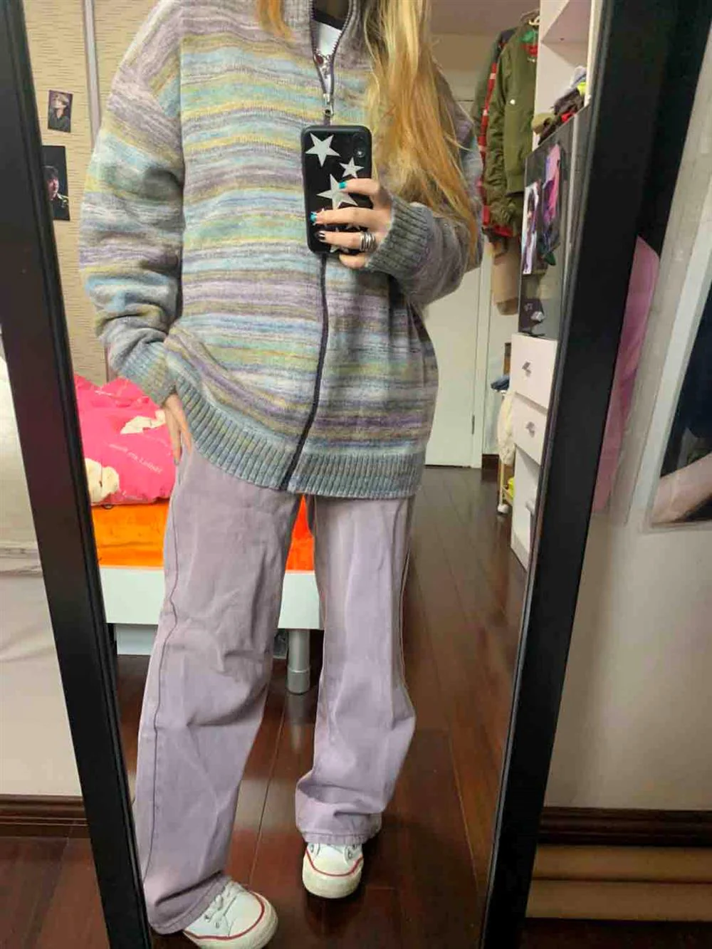 Zip Up Striped Knit Cardigan - Image 7