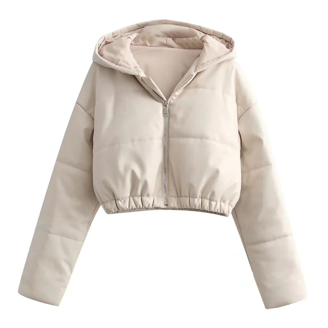 Zipper Hooded Crop Puffer Jacket - Image 6