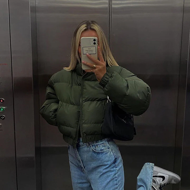 Zipper short padded jacket - Image 5